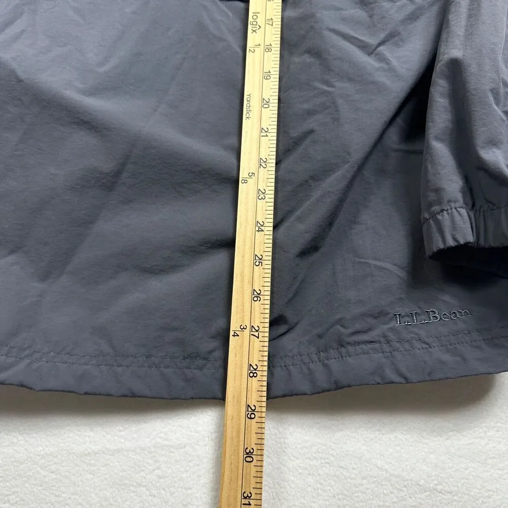 LL BEAN Mens L Tall Gray Anorak Half Zip Hooded Windbreaker Outdoor Gorpcore